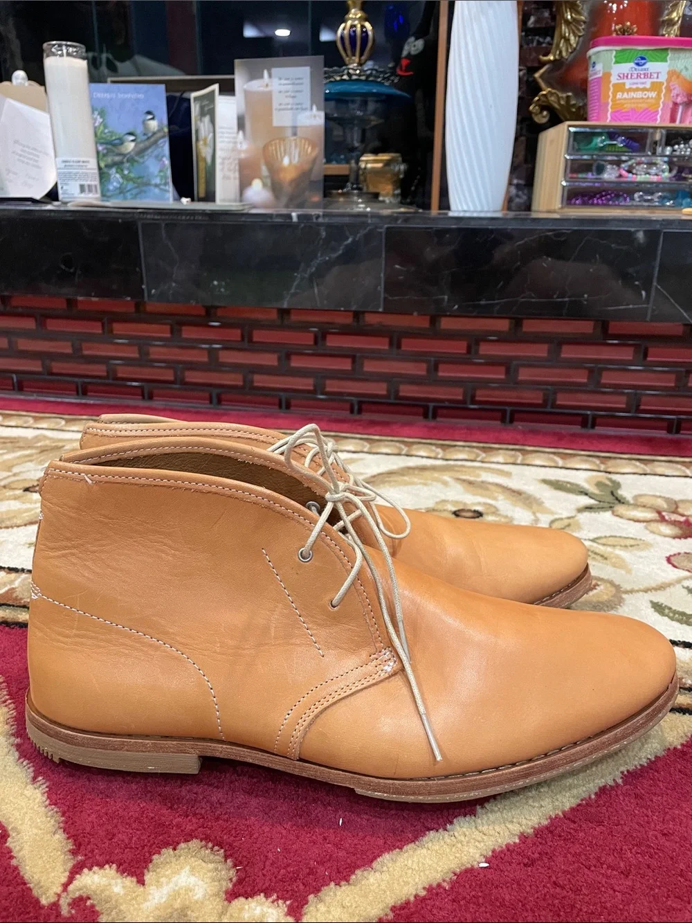 Men's Tan Leather Chukka Boots — Casual Lace-Up Style